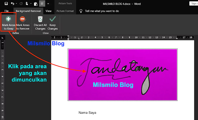 Cara menghilangkan background tanda tangan di word agar menjadi transparan, hapus background pada tanda tangan di word dengan Remove background word