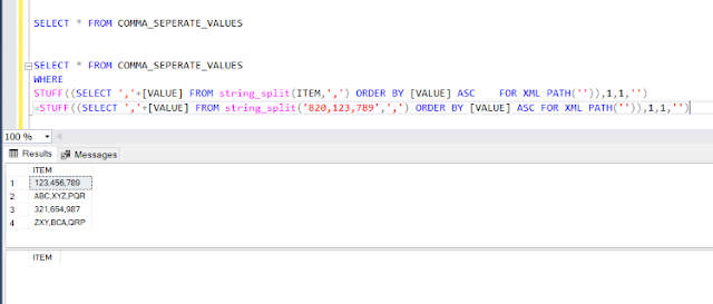 Compare Comma Seperated Values in SQL - YogeshHadiya.in