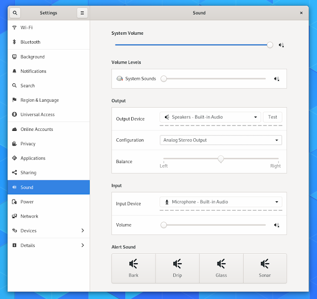 GNOME 3.32 sound settings
