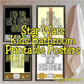 These bathroom printable posters are awesome! Use the force to help your kids to flush, wash, brush, and floss.  These Star Wars kids bathroom printable posters feature Darth Vader, Jedi Yoda, Han Solo and Lukey Skywalker in minimalistic prints and turns on favorite Star Wars quotes.