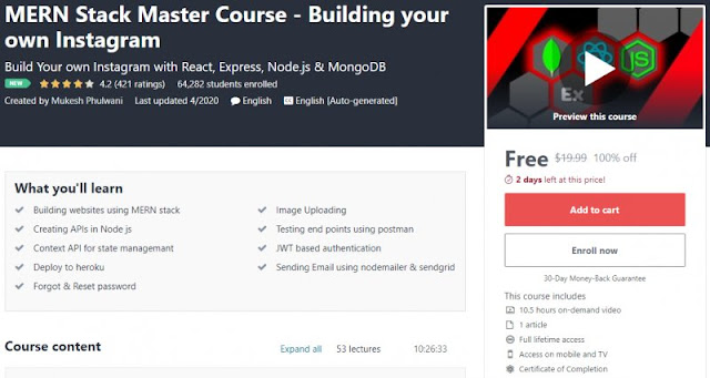 [100% Off] MERN Stack Master Course - Building your own Instagram| Worth 19,99$