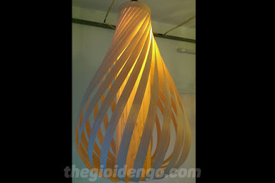 Thế Giới Đèn Gỗ - Đèn gỗ trang trí veneer giọt nước xoắn