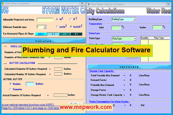 Plumbing and Fire Calculator Hot Water, Rain Water, CO2 and FM 200