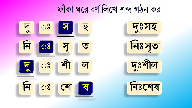 ঃ-কার যোগে বাংলা তিন অক্ষরের শব্দ গঠন/ ঃ দিয়ে শব্দ গঠন