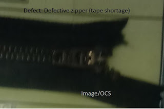 Defective zipper