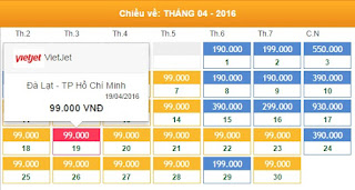 Giá vé máy bay Đà Lạt đi Hồ Chí Minh tháng 4