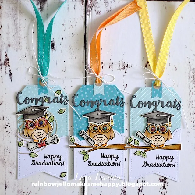 Sunny Studio Stamps: Woo Hoo Graduation Owl Gift Tags by Lexa Levana.