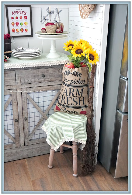 cottage farmhouse style fall decor-sunflower & apple-From My Front Porch To Yours