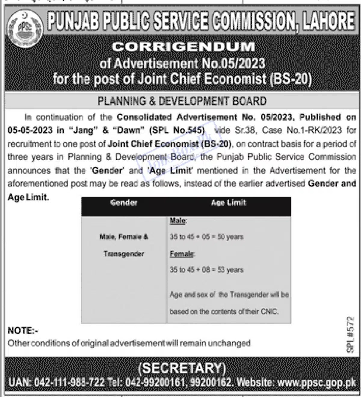 Punjab Public Service Commission PPSC Jobs Advertisement 2023