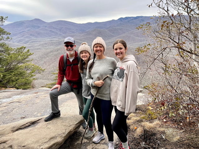 family posing on Looking Glass Rock