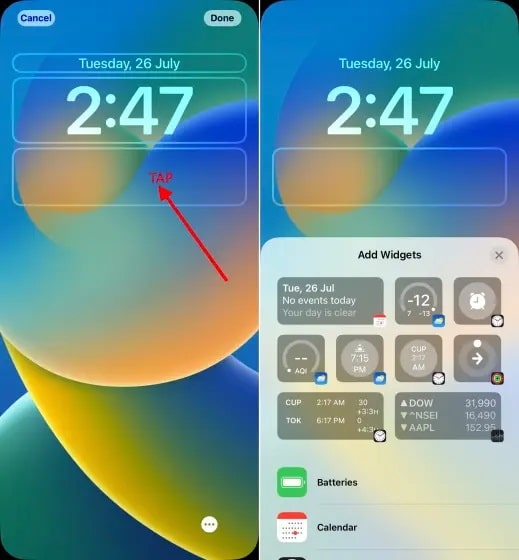 Customize lock screen widgets in iOS16