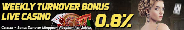  Bonus Turnover Mingguan Live Casino 0,8% Persembahan IOBBet