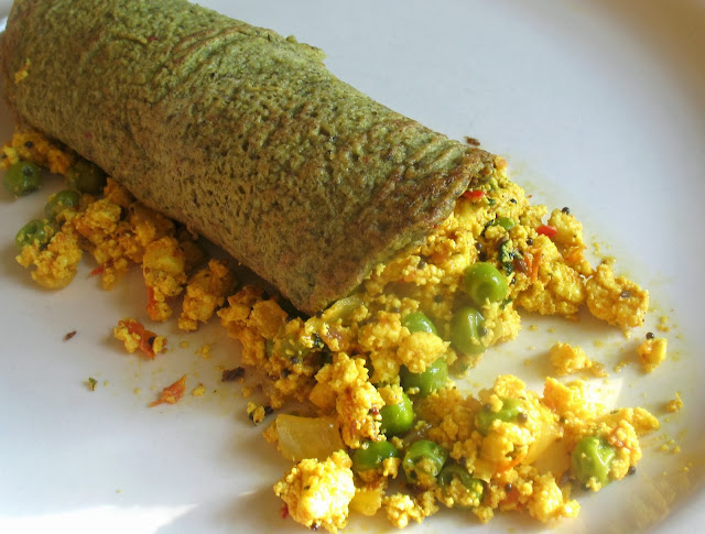 mung dal chila paneer wrap