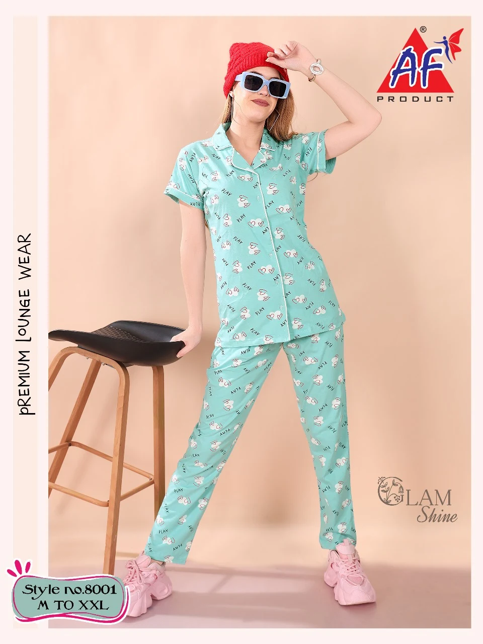 8001 Ajanta Fashion Cotton Collar Night Suits