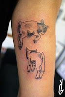 Tattoo Yonni-Gagarine : Baby Goats Jumping Tattoo