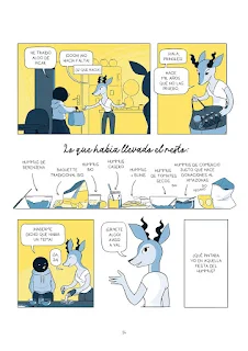 Páginas interiores de Como un pájaro en una pecera, cómic de Lou Lubie publicado por Norma Editorial.