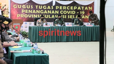 Panglima TNI dan Kapolri Gelar Rapat Terbatas Dengan Tim Gugus Percepatan Penanganan Covid 19 Propinsi Sulsel 