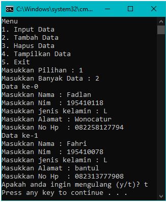 Contoh Program Menggunakan Array Of Record