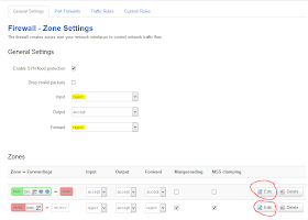 Firewall Zone Default Settings