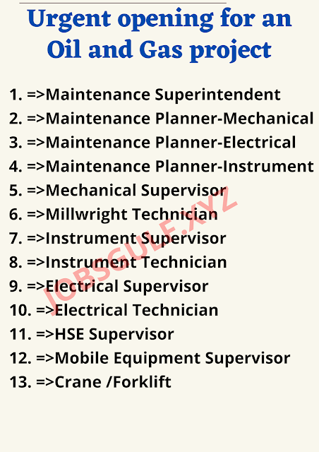 Urgent opening for an Oil and Gas project