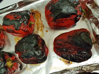 Red Peppers on baking sheet