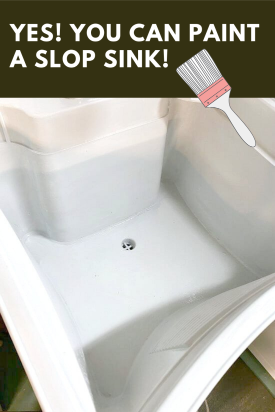 painted slop sink with overlay