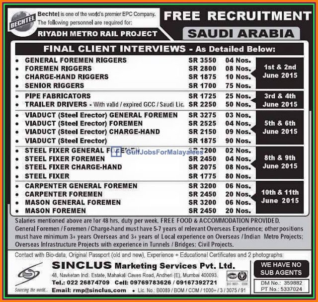 Free job recruitment for KSA