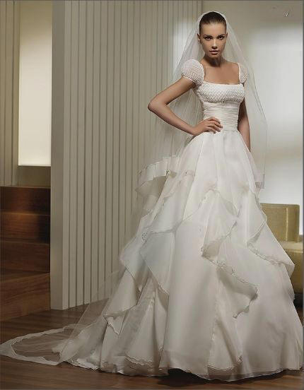 Beading Embellished Ruffled  Bridal  Gown 