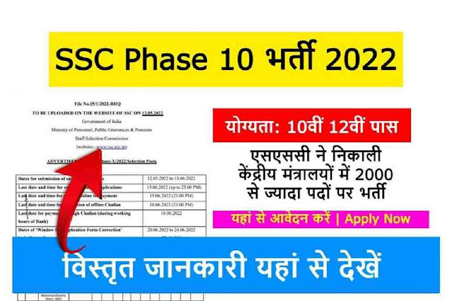 SSC Selection (Phase-X) Bharti 2022