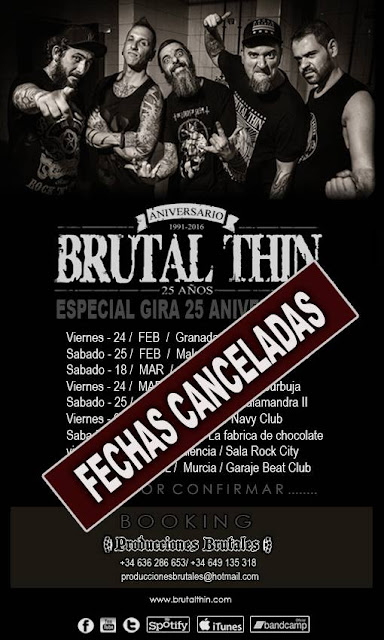 brutal thin obligados a cancelar gira 25 aniversario