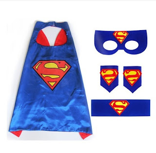  Superhero Superman Costume Cosplay Cape mask wrist belt set dress up for kids