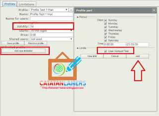 Memasukan Limitation kedalam Profil