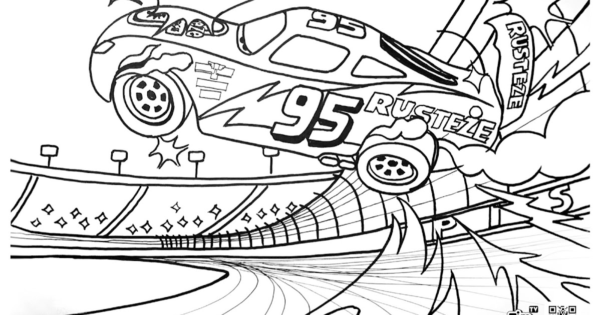 TIM TIM TV: Coloring Page - Lightning McQueen Crash Scene