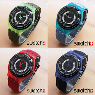 jual jam wanita kw super swatch rotation kanvas