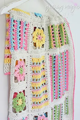 Crochet floral garden blanket