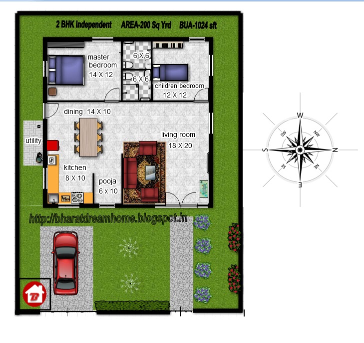 Bharat Dream Home  2 bedroom floorplan 1024 sq  ft  east  facing 