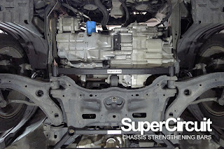 The undercarriage of the Honda City GM2/GM3 with the SUPERCIRCUIT Front Under Bar installed.