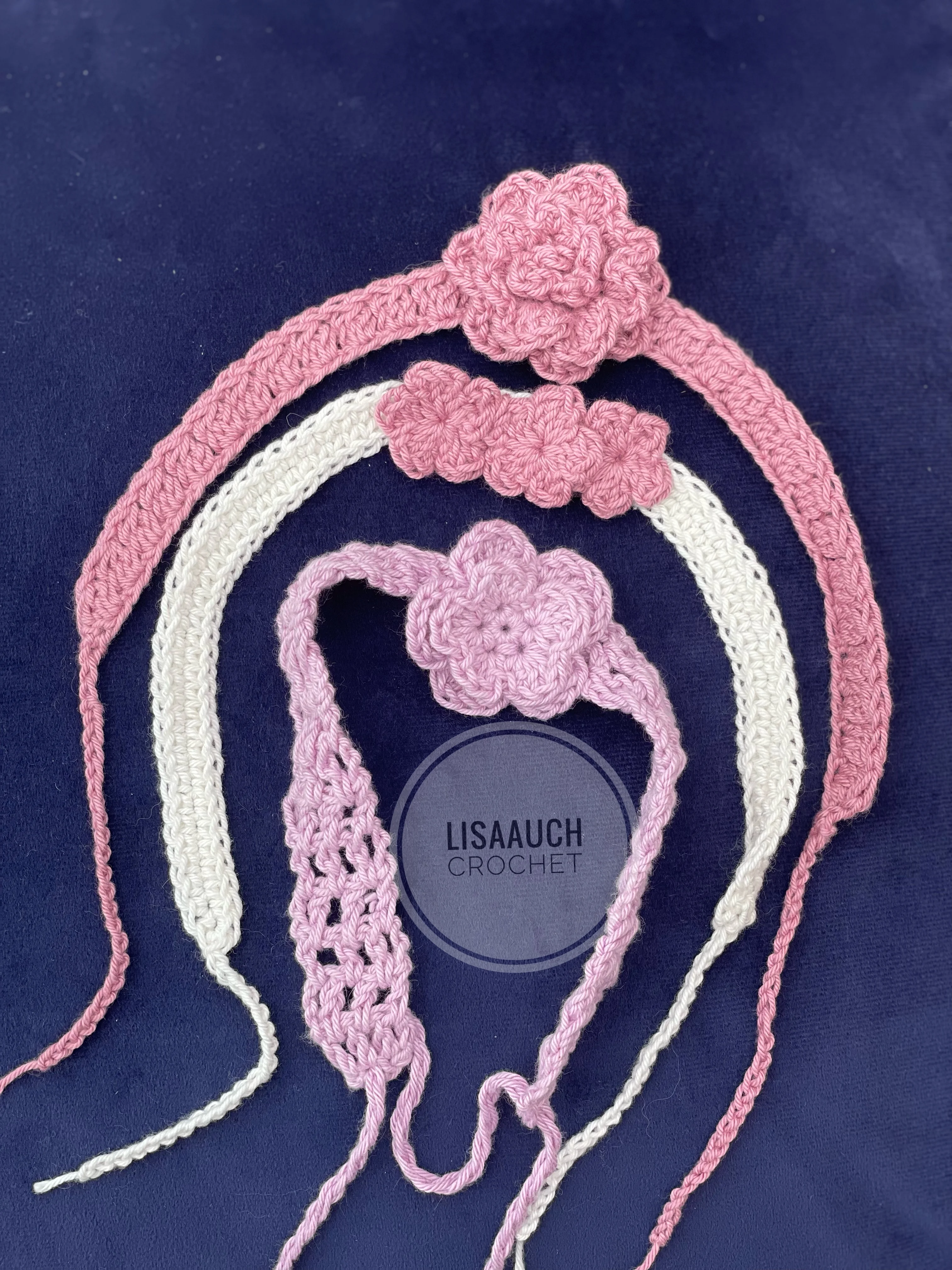 lacy crochet baby headbands with crochet flowers