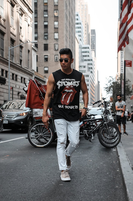 Leo Chan, Levitate Style, wearing a Rolling Stones Sleeveless Shirt