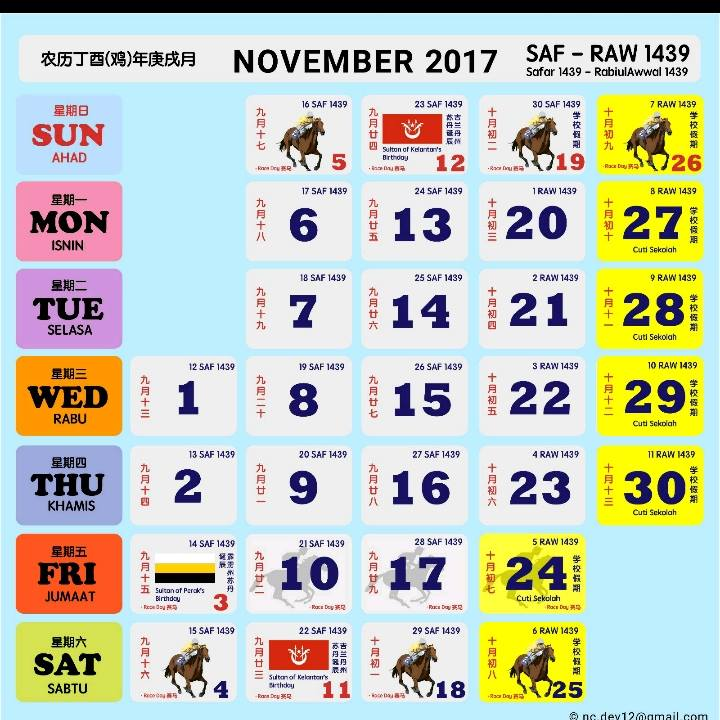 Kalendar Kuda 2017 Malaysia Dan Senarai Cuti Panjang 