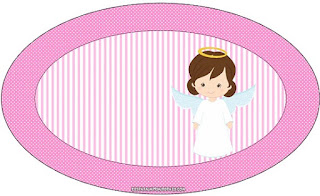 Toppers Free Printable Angel Girl Baptism Labels. 