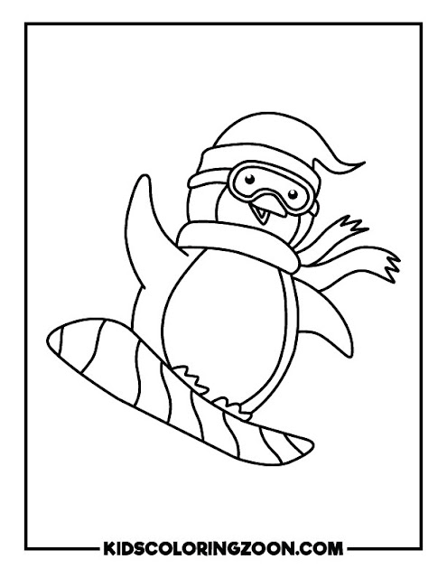 Christmas penguin coloring pages