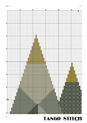 Geometric mountains cross stitch Set of 3 abstract designs