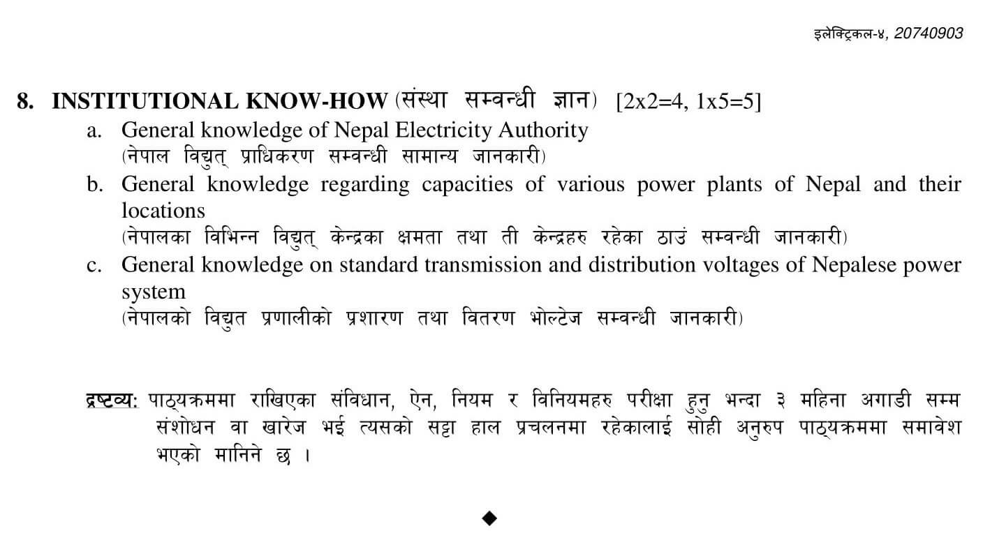 Nepal Electricity Authority - NEA Syllabus Department: Electrical Rank: Level 4 Forman (Electrical) Date: 2074/09/03. NEA Syllabus Foreman Electrical PDF Download