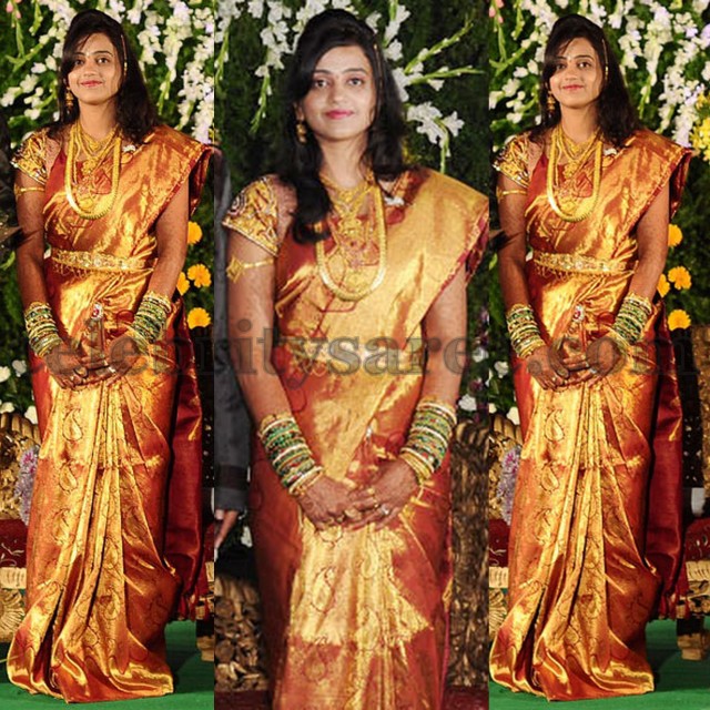 Telugu Bride with Gold Saree