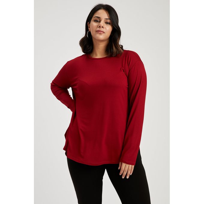 Defacto Woman Bordeaux Regular Fit Regular Long Sleeve Long Sleeve T-Shirt