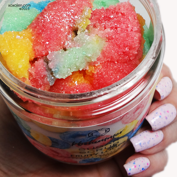 xoxoJen's swatch of KBShimmer Fruity Loops Hand & Body Scrub