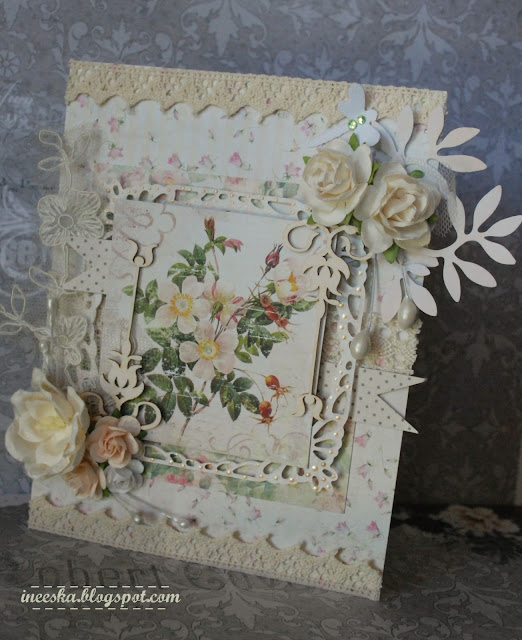 kartka imieninowa, shabby, ineeska craft, ineska, ineeska kraft, ineeska blog