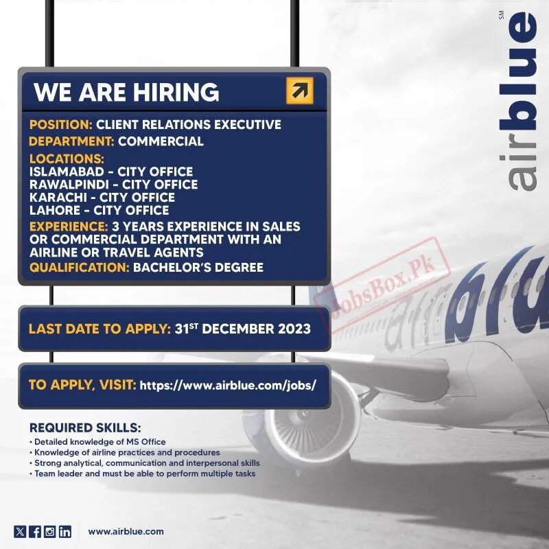 Airblue Limited www.airblue.com Jobs 2023