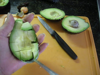 Cutting an avocado